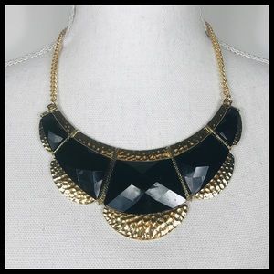 Black & Gold Bib Statement Necklace
